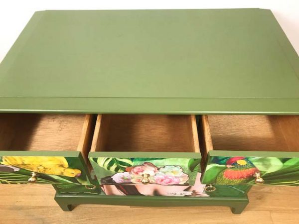 Upcycled Vintage Retro Stag 5 Drawer Chest With Frida Kahlo Design