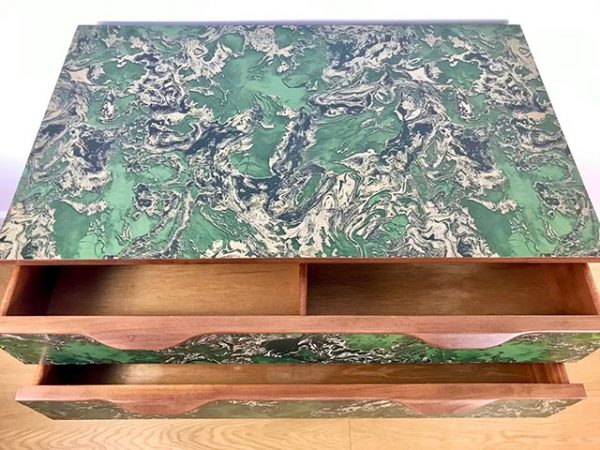 Vintage Retro Europa 3 Drawer Chest With Emerald Marble Design
