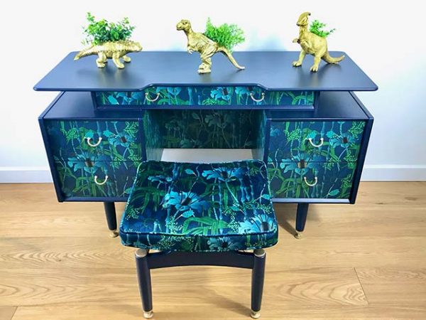 Retro Dressing Table/Desk With Electric Lagoon Design