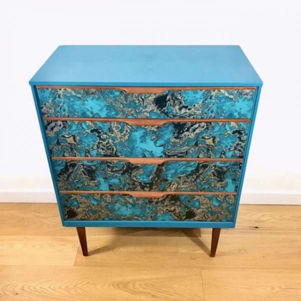 Teal Marble 4 Drawer Chest
